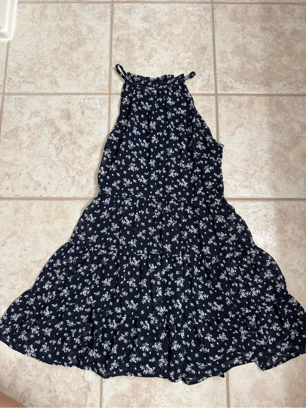Navy Floral Halter Dress - Trixxi Small